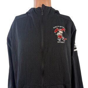 Red Raiders Hockey Hoodie Mens M Adidas North Quincy High School MA Clima Lite